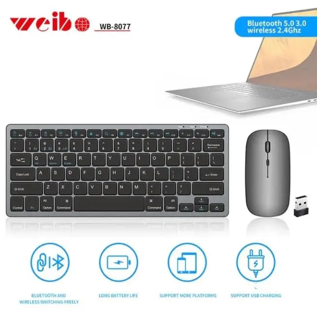 Kit teclado e mouse Bluetooh