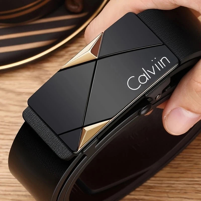 Cinto masculino elegante em couro PU