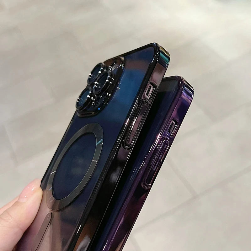 Capa transparente de luxo com revestimento magnético para carregamento sem fio