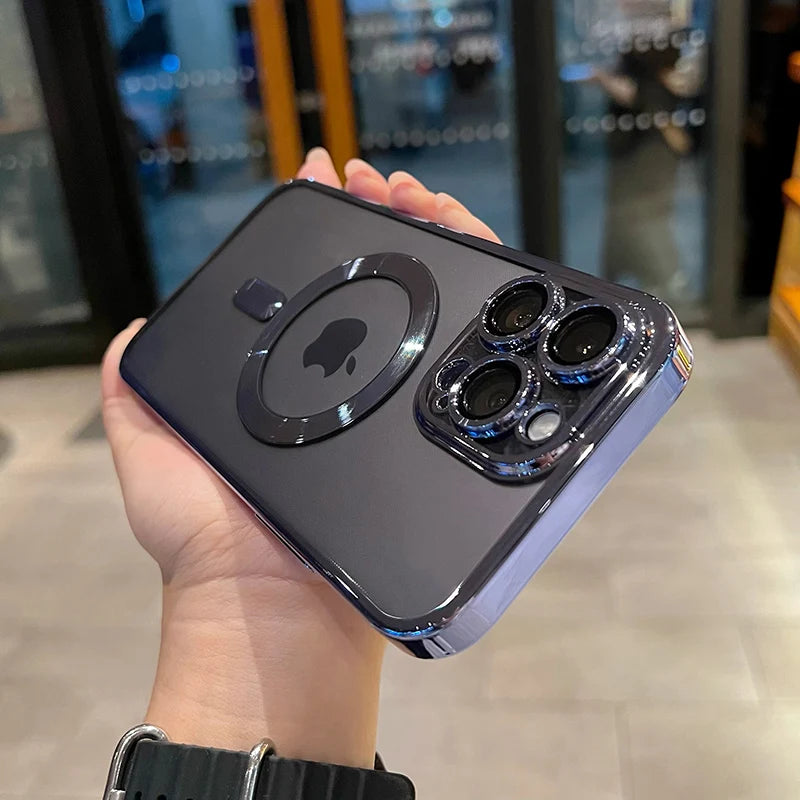 Capa transparente de luxo com revestimento magnético para carregamento sem fio