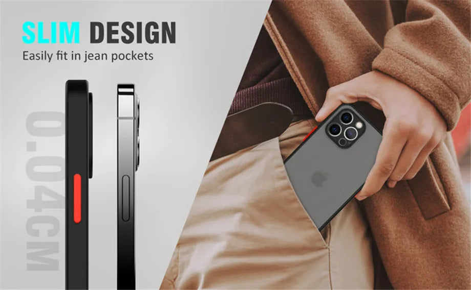 Capa fosca à prova de choque para Iphone 11, 12, 13, 14, 15, 16