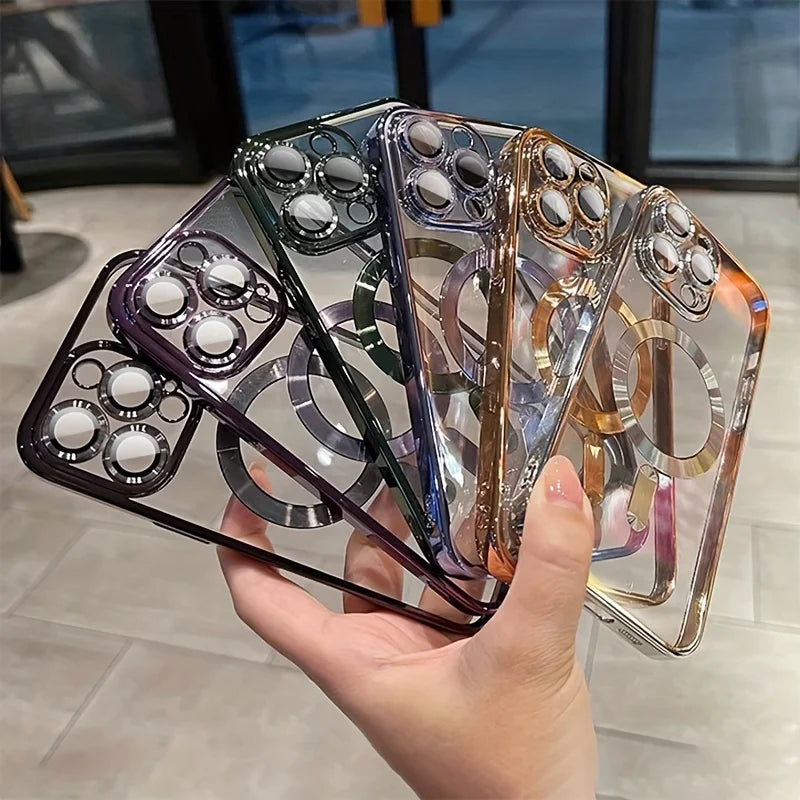 Capa transparente de luxo com revestimento magnético para carregamento sem fio