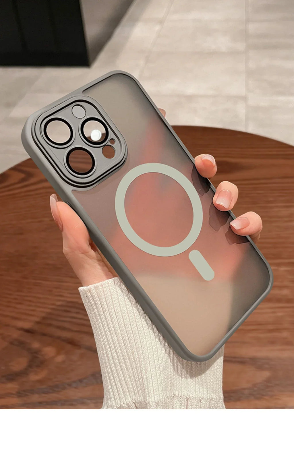 Capa magnética de luxo fosca translúcida à prova de choque para iPhone 16 15 14 13 12 17 Pro Max