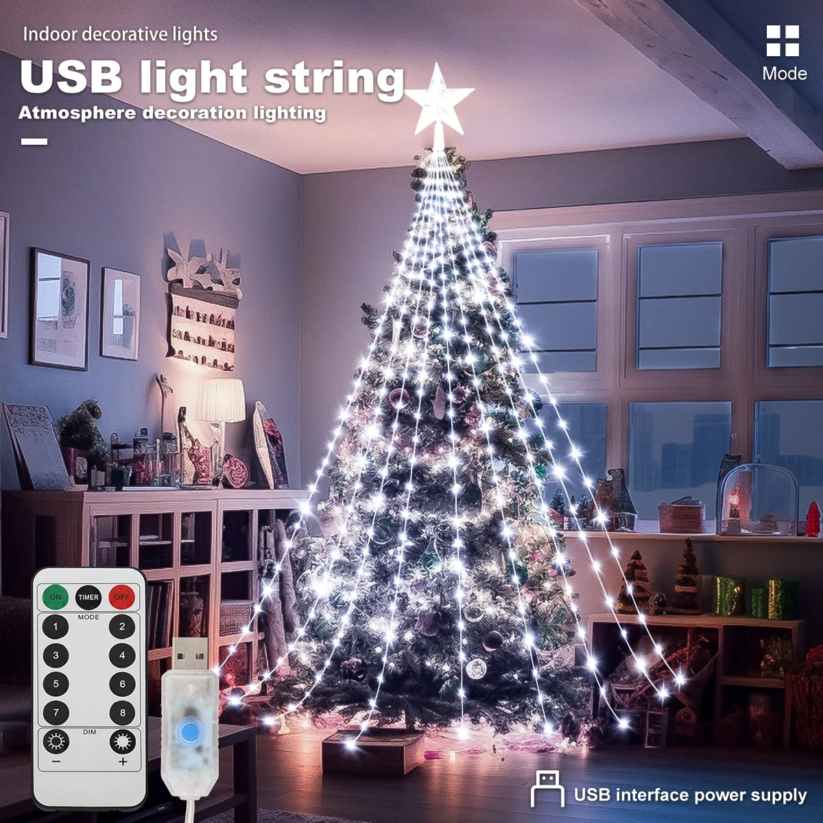 Luzes de Natal LED para decoração de árvores de Natal externas