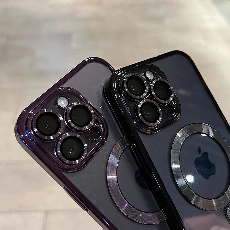 Capa transparente de luxo com revestimento magnético para carregamento sem fio