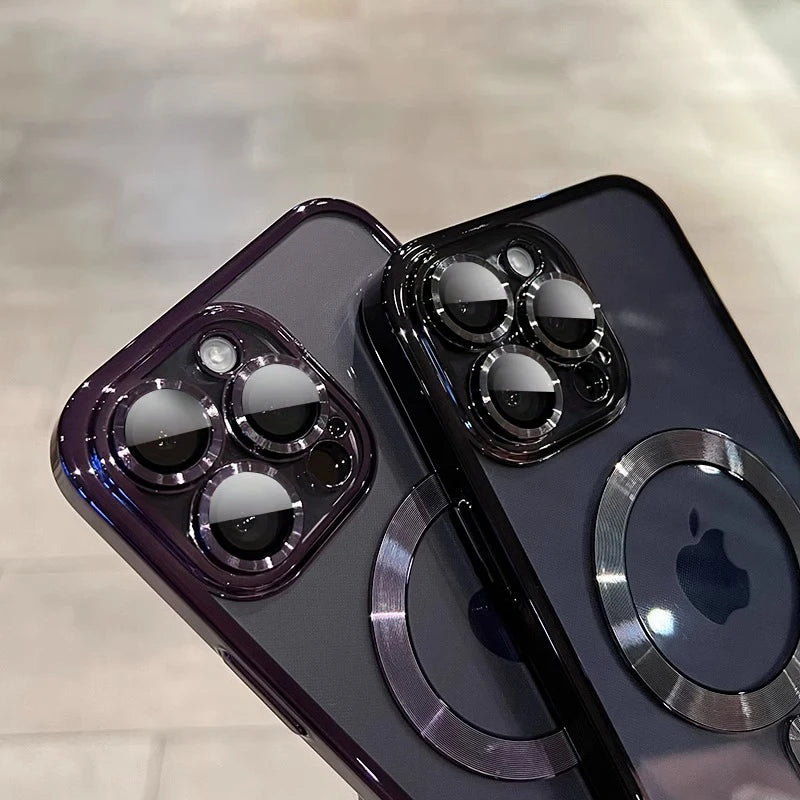 Capa transparente de luxo com revestimento magnético para carregamento sem fio