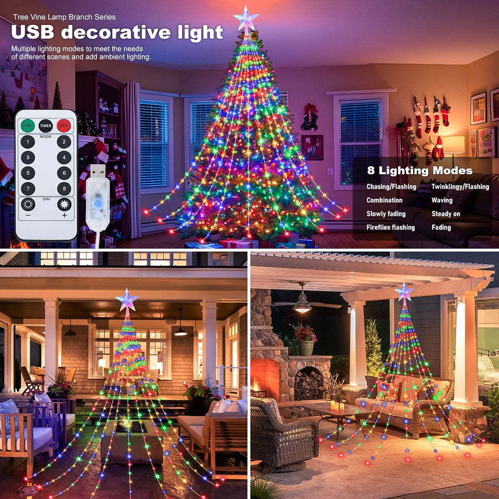 Luzes de Natal LED para decoração de árvores de Natal externas