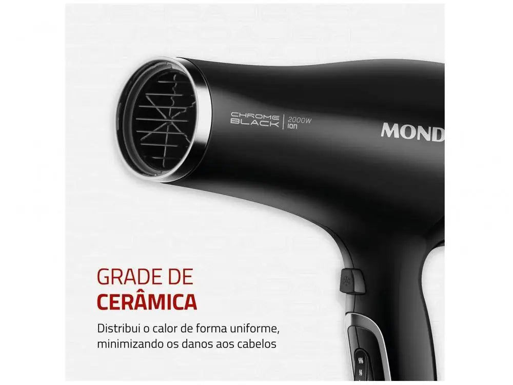 Secador de Cabelo Mondial Tourmaline Íon Preto - 220V