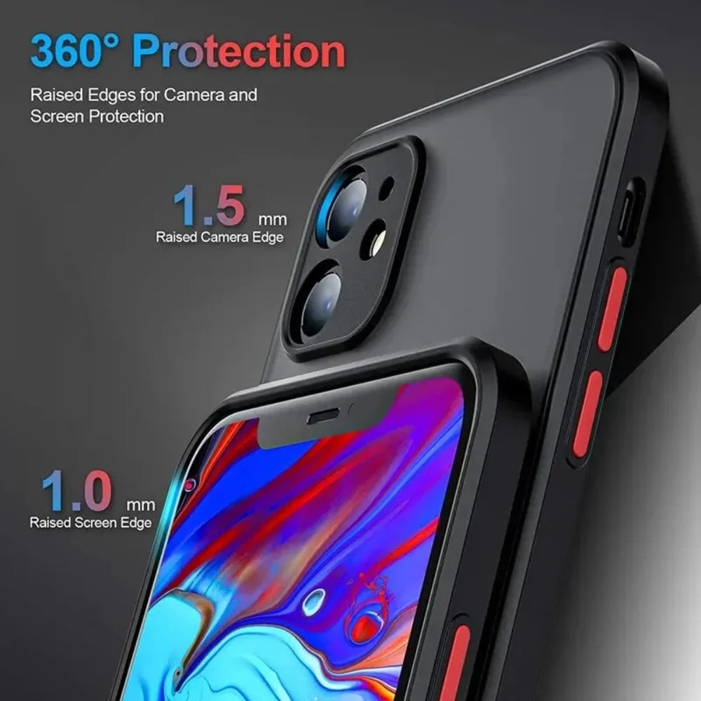 Capa fosca à prova de choque para Iphone 11, 12, 13, 14, 15, 16