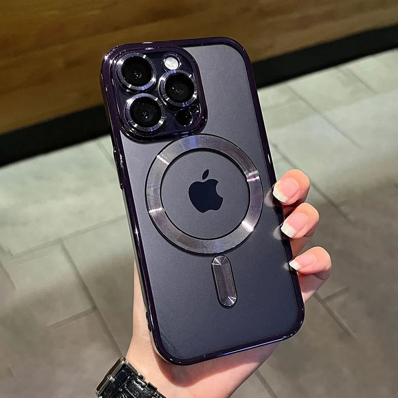 Capa transparente de luxo com revestimento magnético para carregamento sem fio