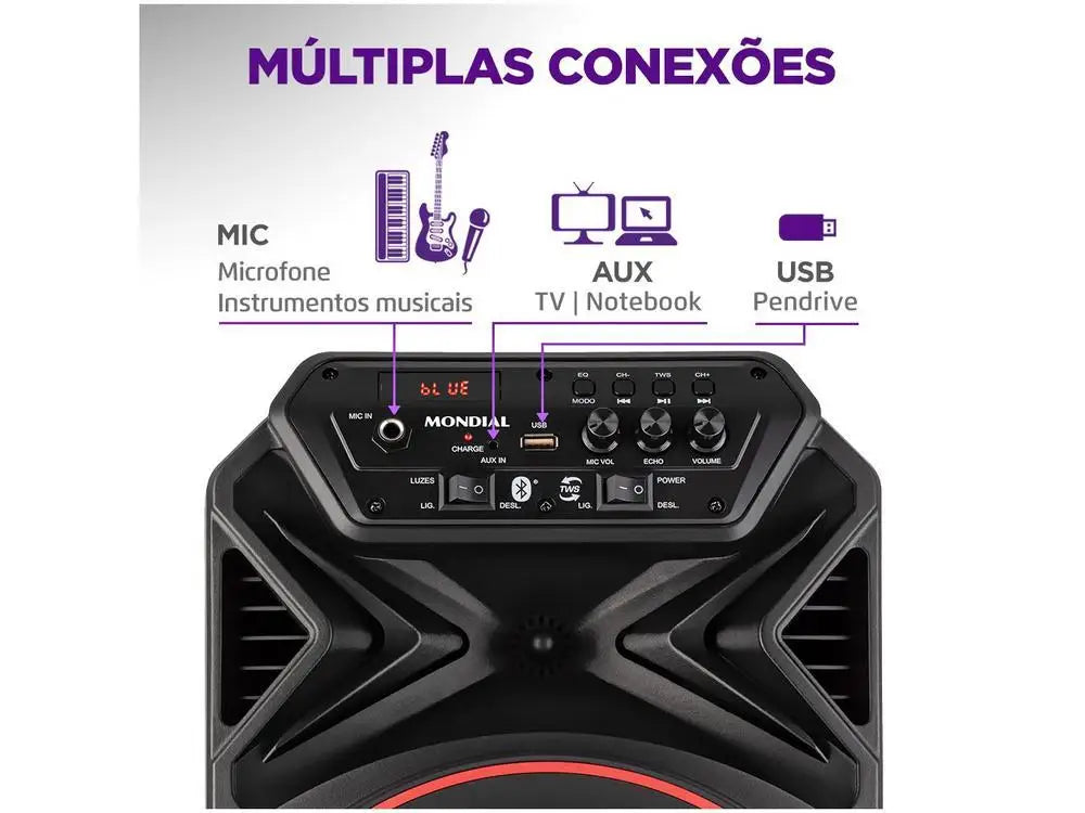 Caixa de Som Mondial Connect Party Plus CM-250 - Bivolt