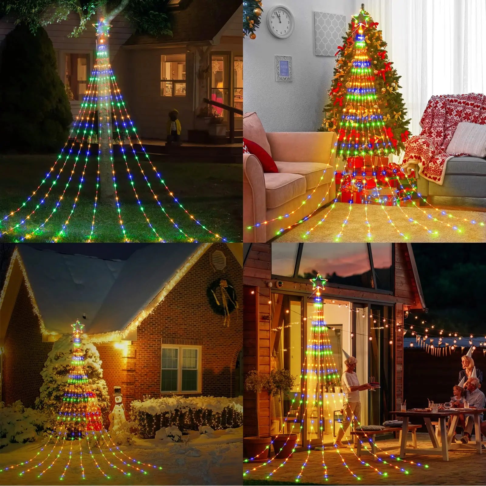 Luzes de Natal LED para decoração de árvores de Natal externas