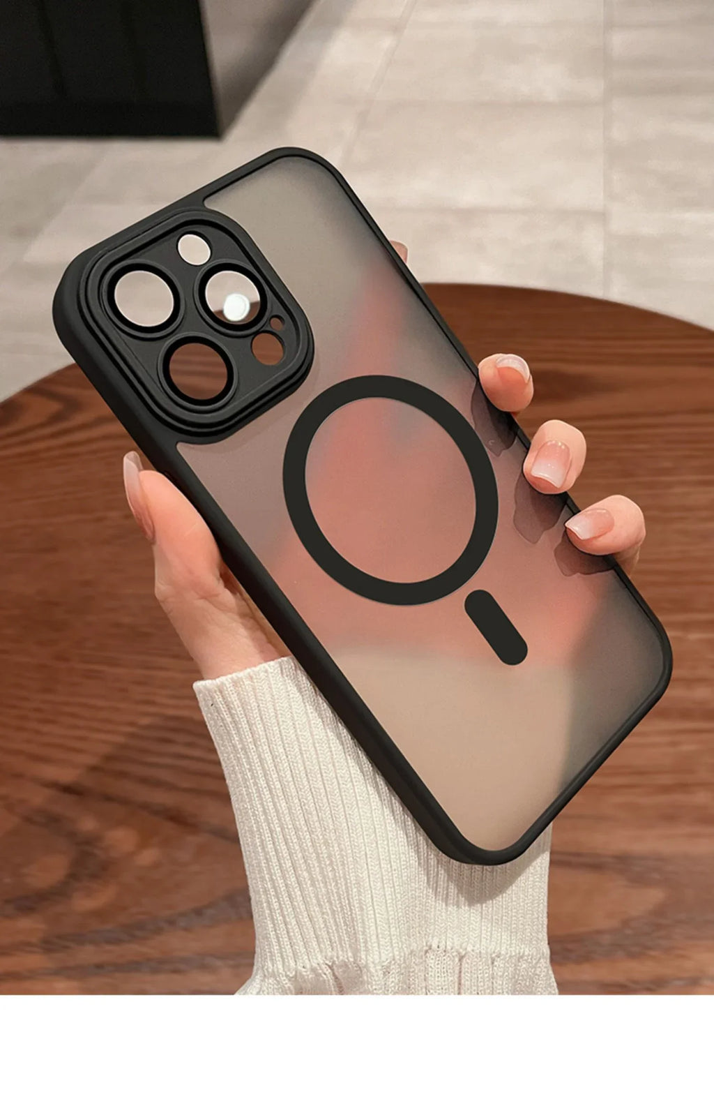 Capa magnética de luxo fosca translúcida à prova de choque para iPhone 16 15 14 13 12 17 Pro Max